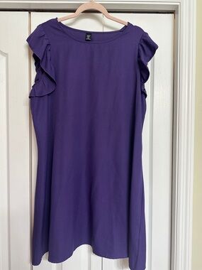 SHEIN Purple Ruffle Sleeve Midi Dress